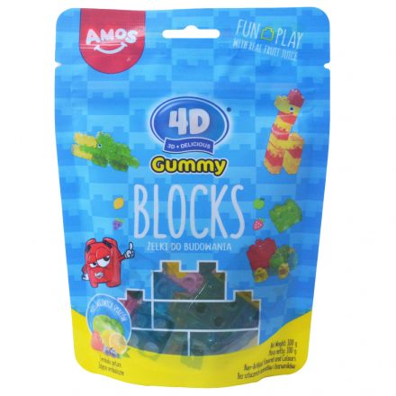 Amos 4D Blocks vegyes gyümölcsízű építhető gumicukor 100g